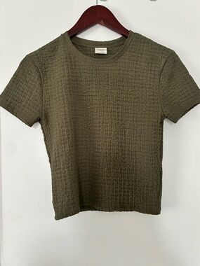 A&F Textured Olive Green Short Sleeve Top